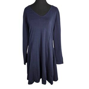 NWT | Navy Blue V-Neck Long Sleeve Fit-and-Flare Midi Dress | Medium